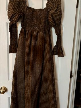 Petal and Pup Brown/Black Gingham Smocked Maxi Dress - Women